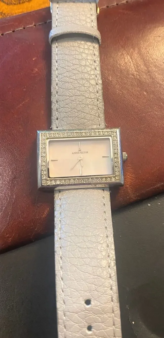 Women's Anne Klein Watch, Silver Tone with Rhinestone Accents, Pink MOP Face